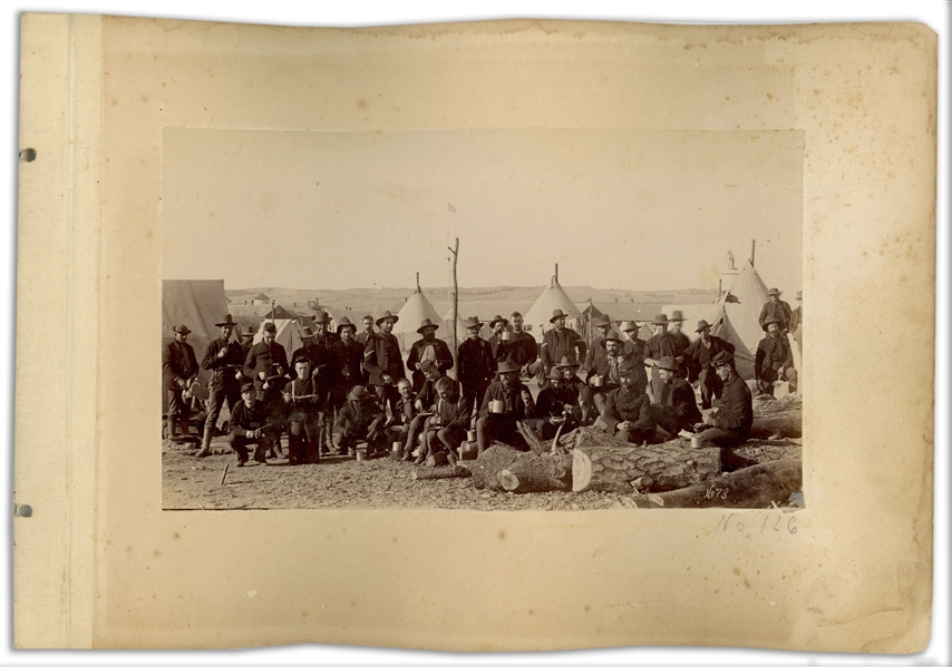 Two Original Photographs From 1890-91, From the Time of the Wounded Knee Massacre -- One Photograph Shows the 8th U.S. Infantry Before the Battle & Other Shows Blue Whirlwind & Her Family Post-Battle